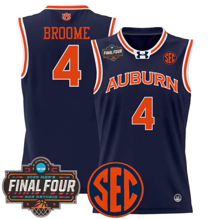 Men Auburn Tigers #4 Broome blue 2025 Final Four Patch Lightweight  NCAA Jersey->customized ncaa jersey->Custom Jersey